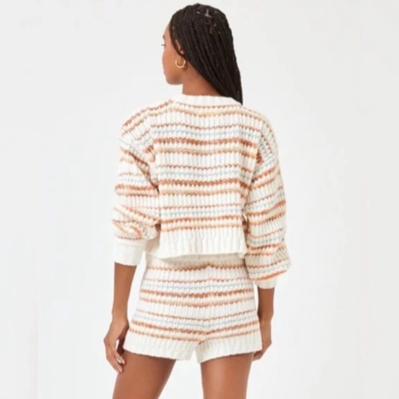 L*Space Pismo Beach Striped Knit Crop Sweater & Shorts Set Playa Del Carmen Sz S - Picture 4 of 16